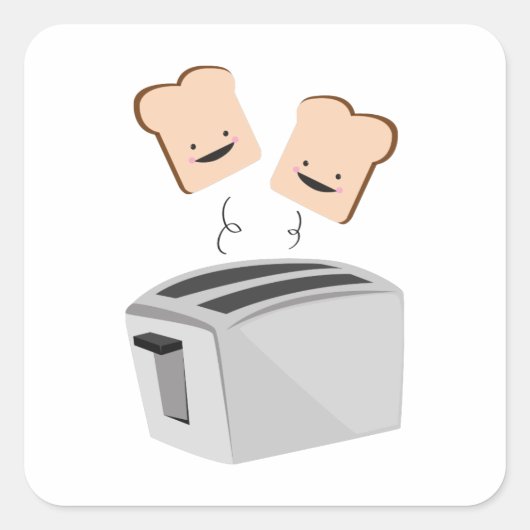 Happy Toaster Vierkante Sticker (Voorkant)