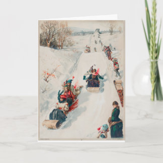 Happy Tobogganing Feestdagen Kaart