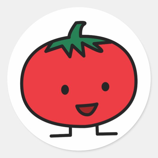 Happy Tomato Red Vegetable Fruit Ronde Sticker (Voorkant)
