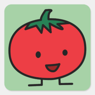 Happy Tomato Red Vegetable Fruit Vierkante Sticker