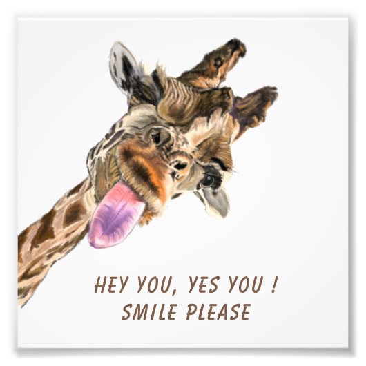 Happy Tongue Giraffe Out Funny Photo Print (Devant)
