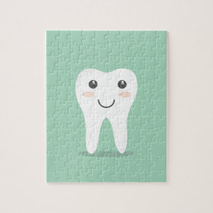 Happy Tooth cartoon tandarts die tandenborstel bor Legpuzzel