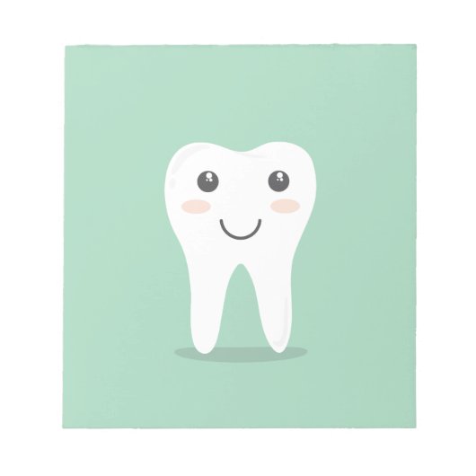 Happy Tooth cartoon tandarts die tandenborstel bor Notitieblok (Voorkant)