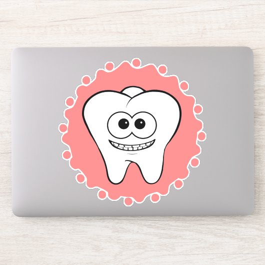 Happy Tooth Pink Sticker (Computer)