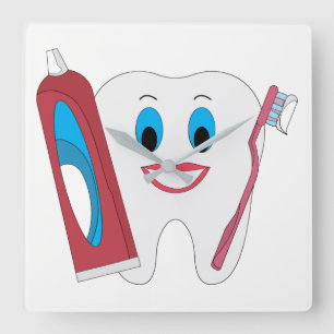 Happy Tooth Vierkante Klok