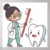 Happy Tooth & vriendelijke tandarts Poster (Voorkant)