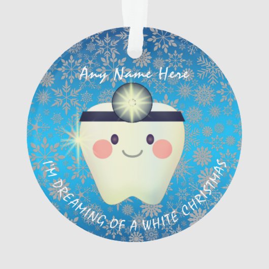 Happy Tooth White Kerstmis Ornament (achterkant)