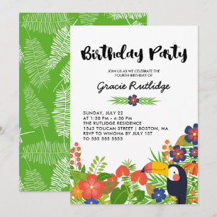 Happy Toucan Tropical Kids Birthday Party Kaart