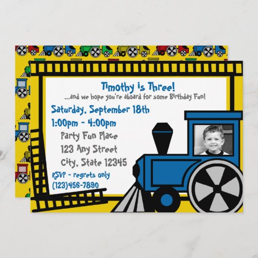 Happy Tracks Railroad Invitation (Devant / Derrière)