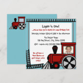 Happy Tracks Railroad Invitation/Red Kaart (Voorkant / Achterkant)