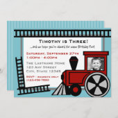 Happy Tracks Railroad Uitnodiging / Rood (Voorkant / Achterkant)