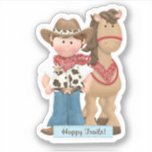 Happy Trails Cowboy Horse Die Cut Sticker Decal (Devant)