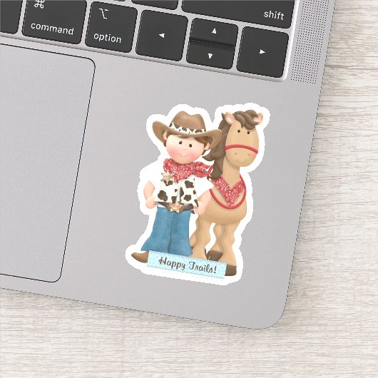 Happy Trails Cowboy Horse Die Cut Sticker Decal (Détail)