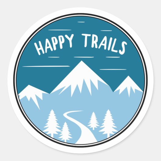 Happy Trails Hiking Ronde Sticker (Voorkant)