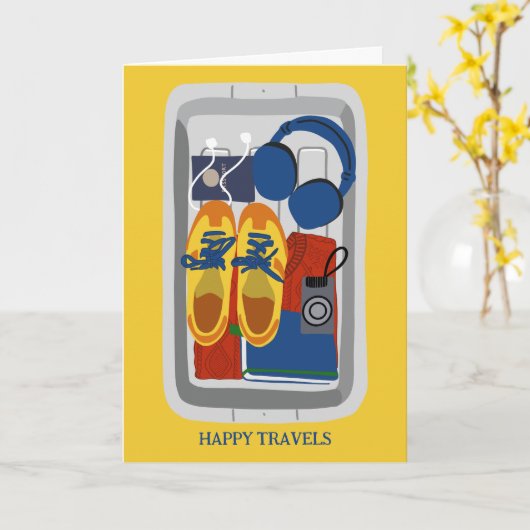 Happy Travels Vliegtuiglade Esthetisch Kaart (Gele Bloem)