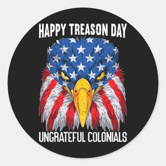 Happy Treasday Independence Day Fun 4th of July Ronde Sticker (Voorkant)