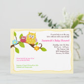 Happy Tree Owls 5x7 Baby shower Invitation (Debout devant)