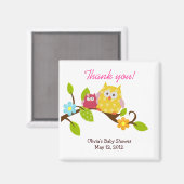 Happy Tree Owls Baby shower Favor Magnet (Recto/Verso)