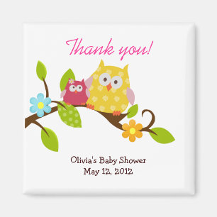 Happy Tree Owls Baby shower Favor Magnet Magneet