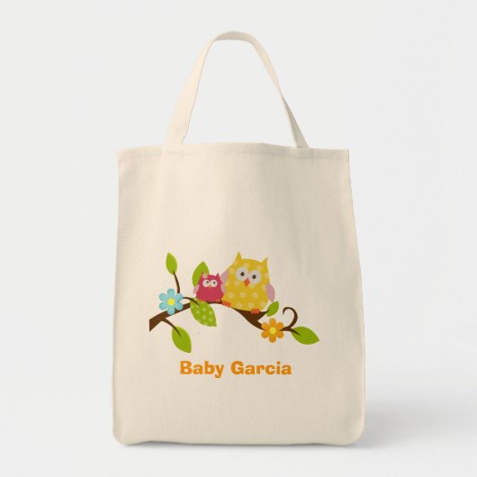 HAPPY TREE OWLS Personalized Canvas tas (Voorkant)