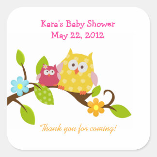 Happy Tree Owls Woodland CARRÉ Favoriser Sticker