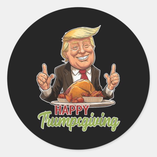 Happy Trumpsgiving - Donald Trump diner met Turk Ronde Sticker (Voorkant)