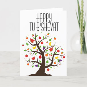 Happy Tu B'Shevat Fruitboom Feestdagen Kaart