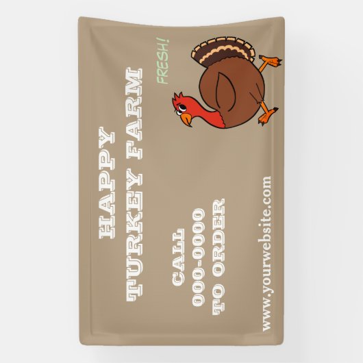Happy Turkey Boerderij Vogels Te Koop Bruin Bedrij Spandoek (Verticaal)