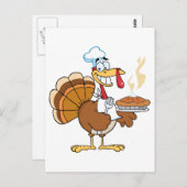 Happy Turkey Chef met Pie Briefkaart (Voorkant / Achterkant)
