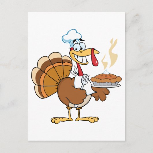 Happy Turkey Chef met Pie Briefkaart (Voorkant)