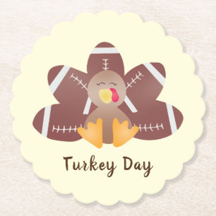 Happy Turkey Day Football Feathers Kartonnen Onderzetters