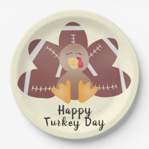 Happy Turkey Day Football Feathers Papieren Bordje