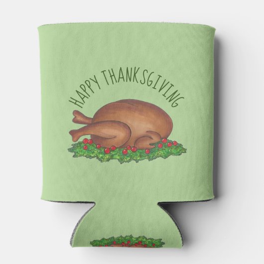 Happy Turkey Day Thanksgiving Dinner Cranberries Blikjeskoeler (Achterkant)