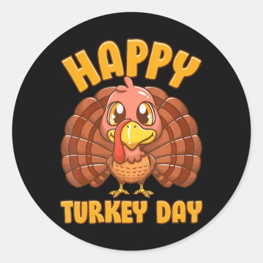 Happy Turkey Day Thanksgiving Gobble Teacher Ronde Sticker (Voorkant)