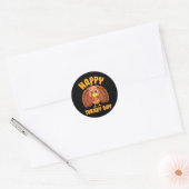Happy Turkey Day Thanksgiving Gobble Teacher Ronde Sticker (Envelop)