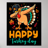 Happy Turkey Day Thanksgiving Turkije Pelgrim Mann Poster (Voorkant)