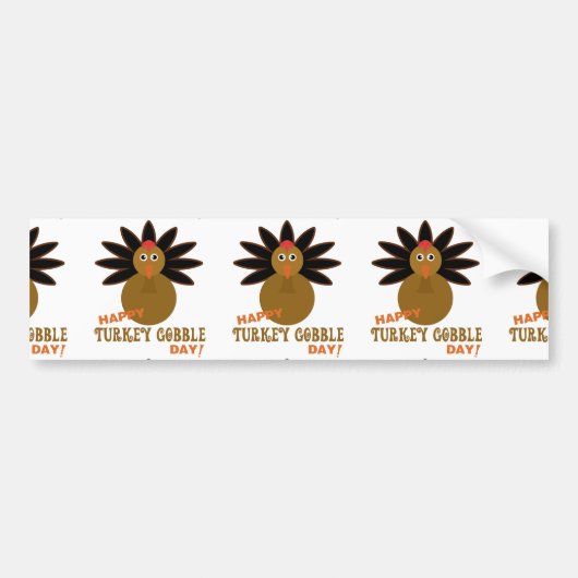 Happy Turkey Gobble Day Thanksgiving Bumpersticker (Voorkant)