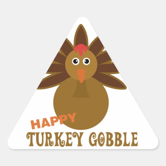 Happy Turkey Gobble Day Thanksgiving Driehoek Sticker (Voorkant)