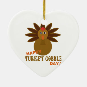 Happy Turkey Gobble Day Thanksgiving Keramisch Ornament