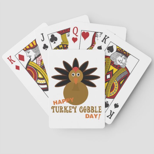 Happy Turkey Gobble Day Thanksgiving Speelkaarten (Achterkant)