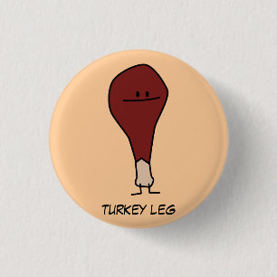 Happy Turkey Leg Drumstick-eiwit Ronde Button 3,2 Cm