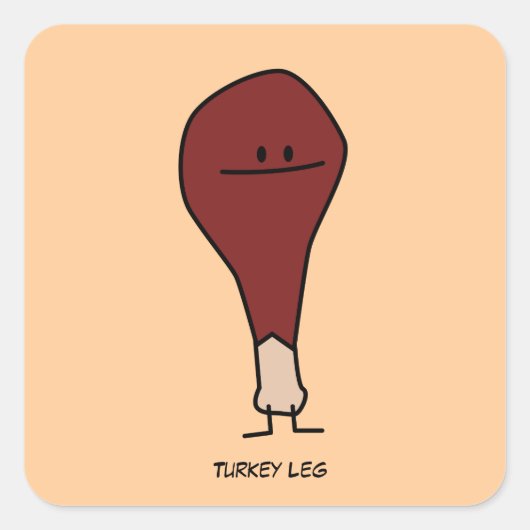 Happy Turkey Leg Drumstick-eiwit Vierkante Sticker (Voorkant)