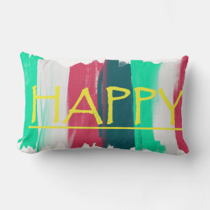 Happy Turquoise Roze Strepen Funky Kussen