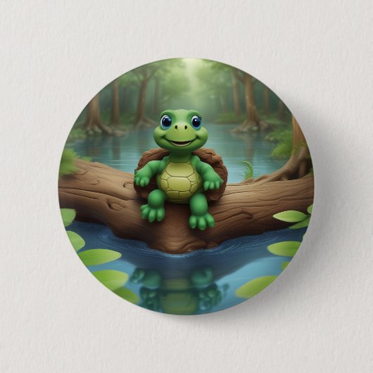 Happy Turtle Birthday Button (Voorkant)