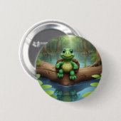 Happy Turtle Birthday Button (Voorkant /achterkant)