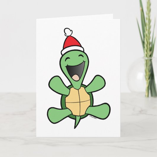 Happy Turtle Kerstmis Feestdagen Kaart (Voorkant)