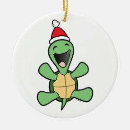 Happy Turtle Kerstmis Keramisch Ornament