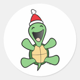 Happy Turtle Kerstmis Ronde Sticker