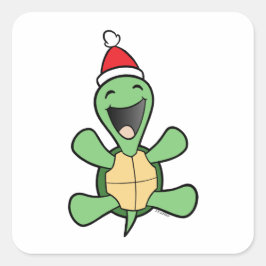 Happy Turtle Kerstmis Vierkante Sticker