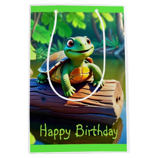 Happy Turtle Medium Gift Bag Medium Cadeauzakje (Voorkant)
